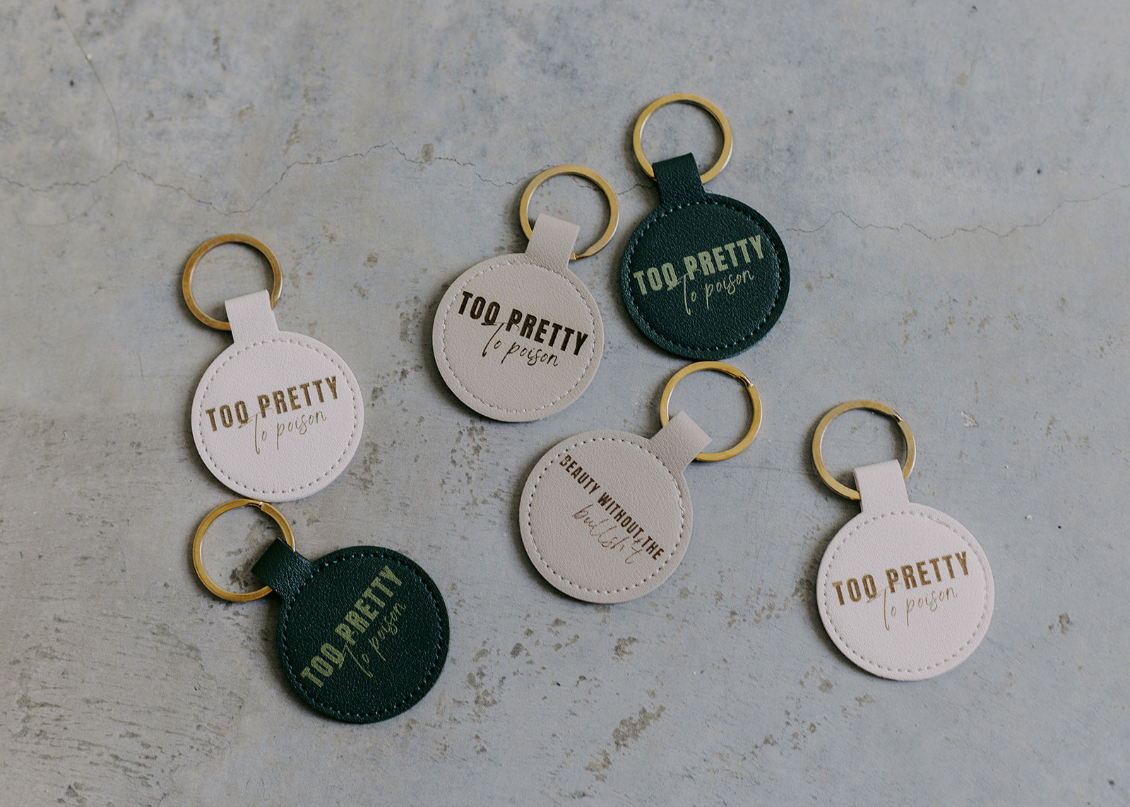 Too Pretty To Poison Leather Keytag