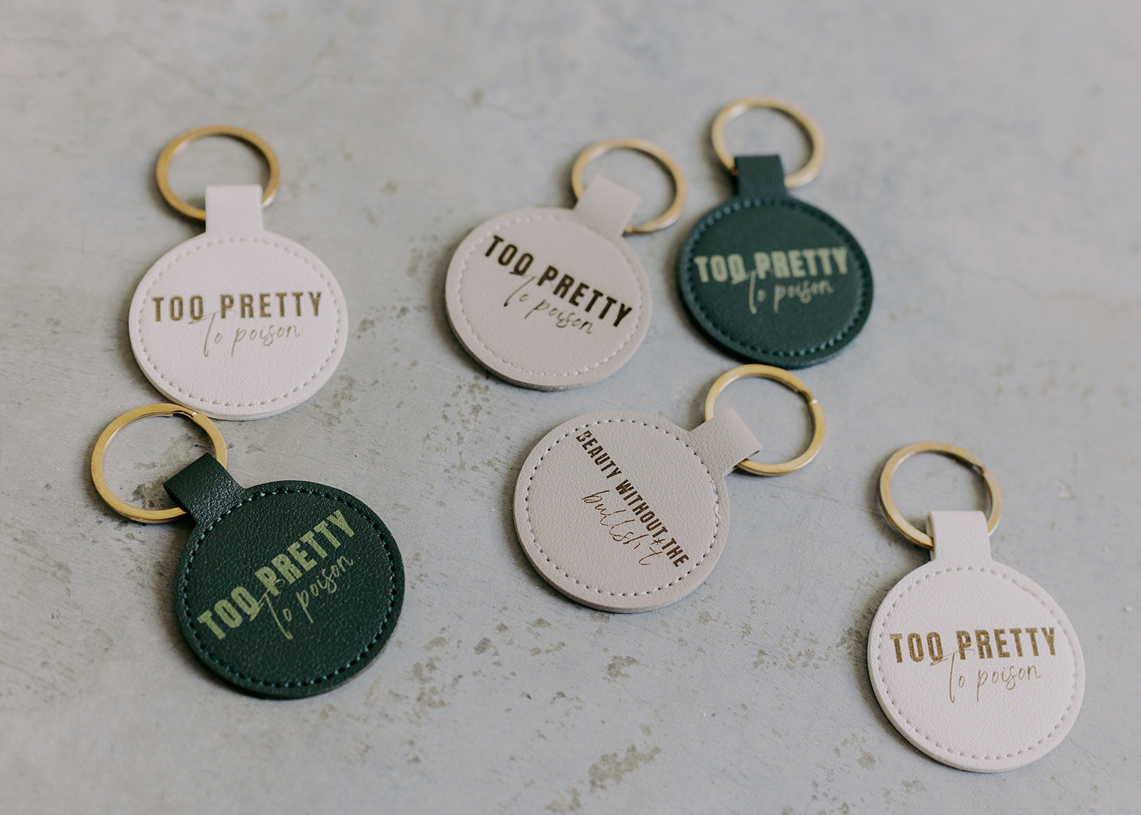 Too Pretty To Poison Leather Keytag