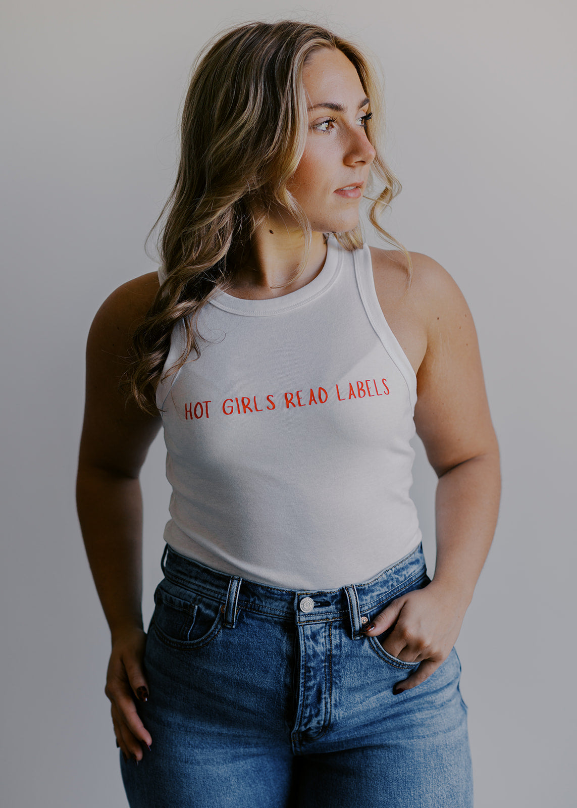 Hot Girls Read Labels Spaghetti Strap Tank Top