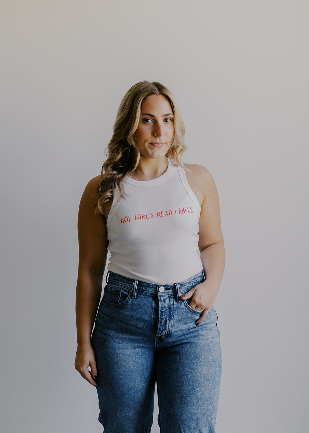 Hot Girls Read Labels Spaghetti Strap Tank Top