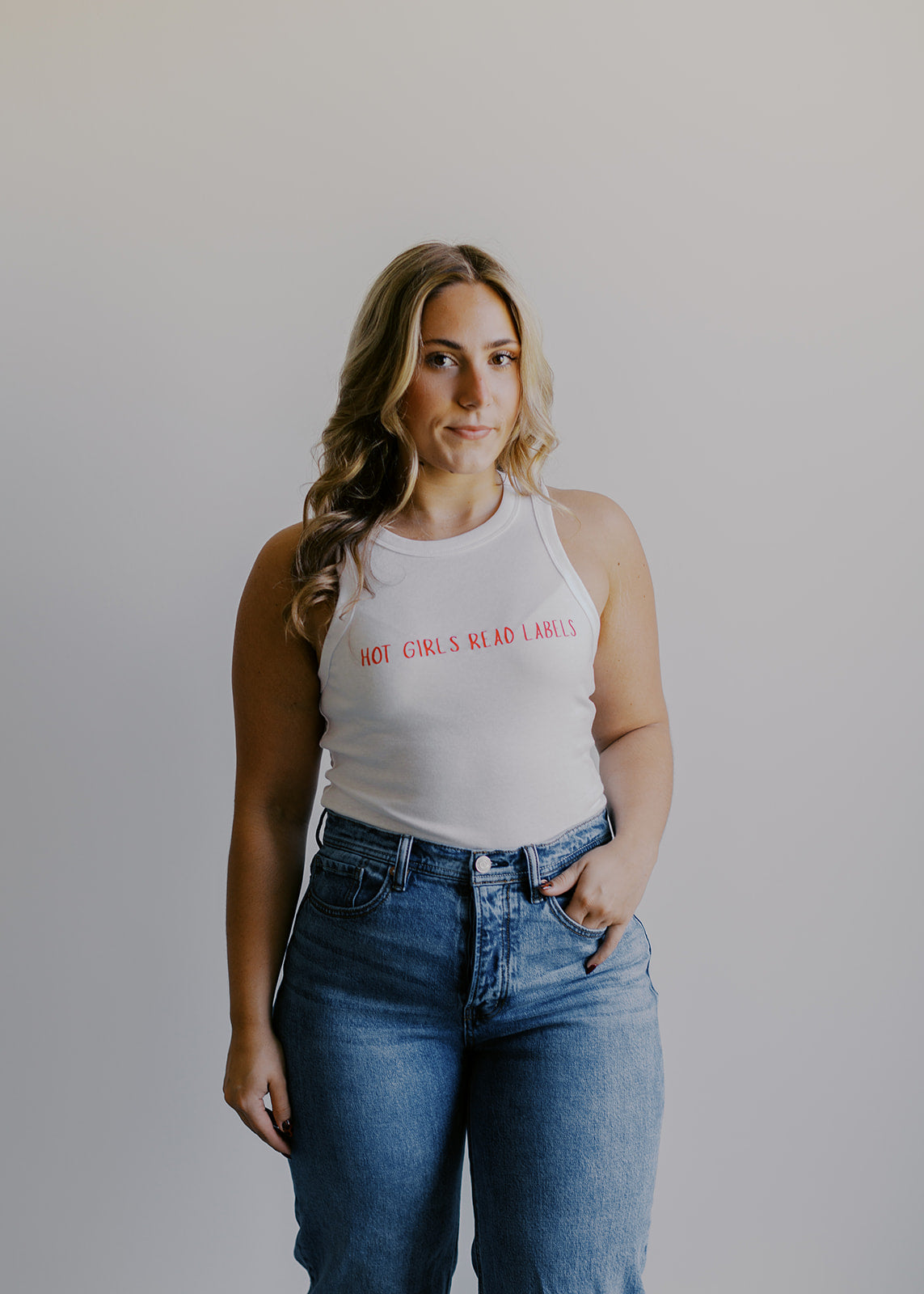 Hot Girls Read Labels Spaghetti Strap Tank Top