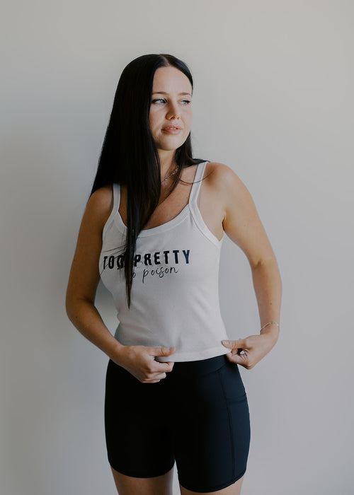 Too Pretty To Poison Spaghetti Strap Tank