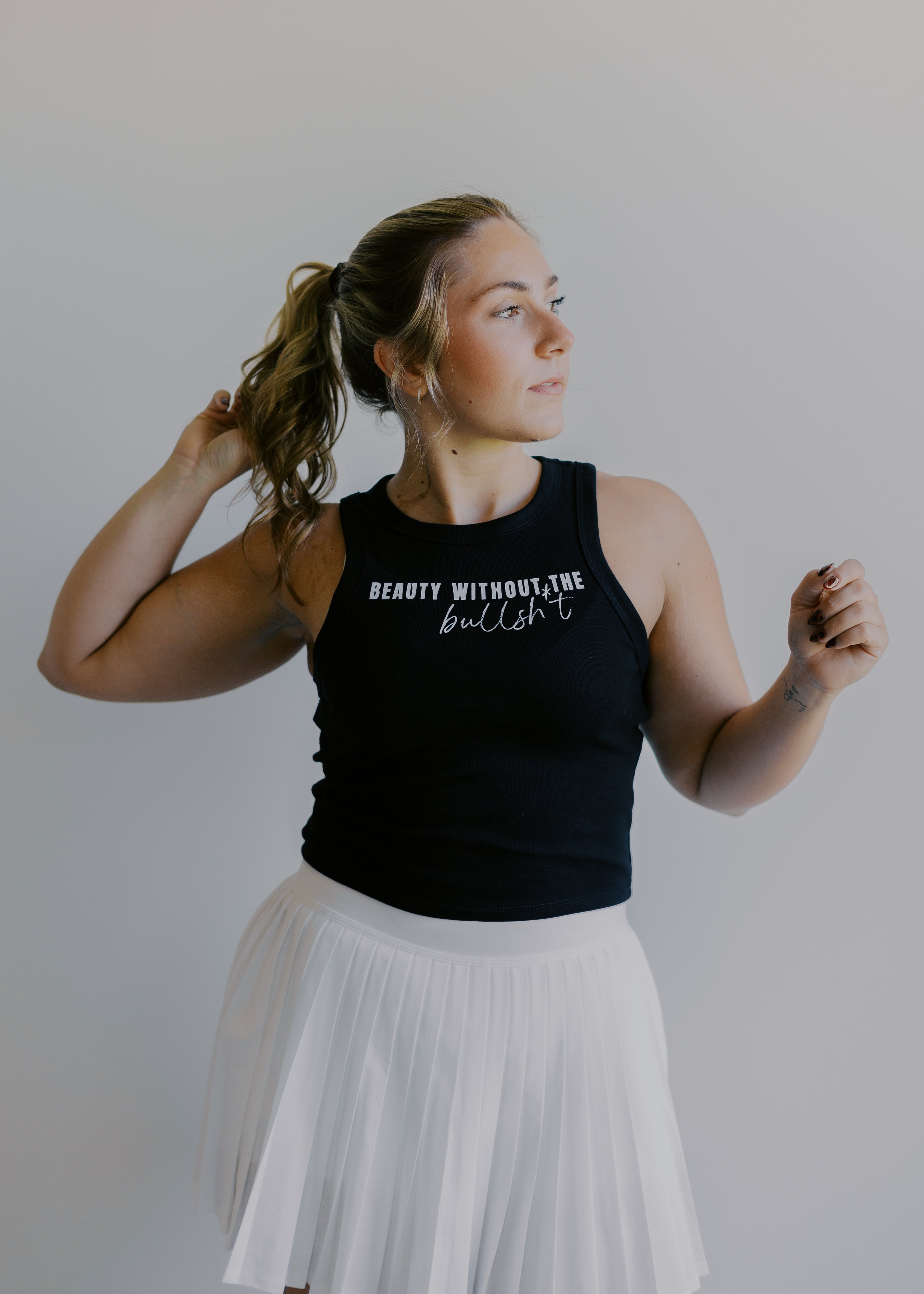 Beauty w/o the BS Black Ribbed Tank